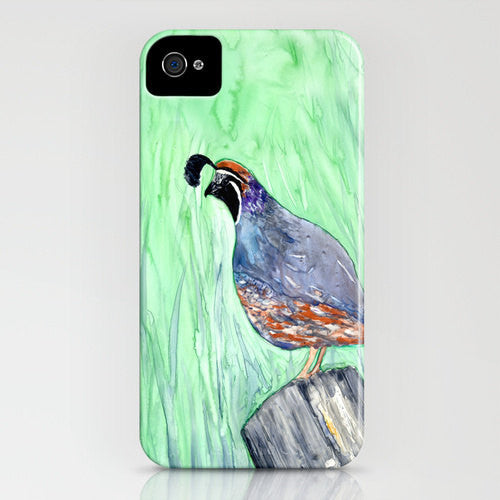 Phone Case Valley Quail Bird Painting - California Quail - Designer iPhone Samsung Case Brazen Design Studio Powder Blue