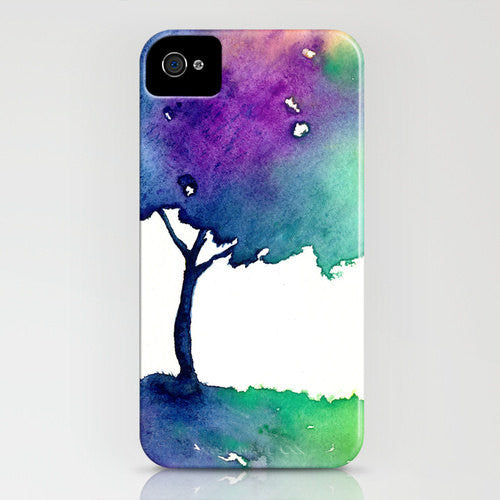 Phone Case Watercolor Case Hue Tree Painting Cell Phone Cover - Designer iPhone Samsung Case Brazen Design Studio Dark Orchid