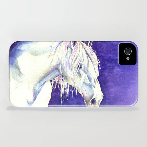 Equine Phone Case - White Horse Painting - Designer iPhone Samsung Case Brazen Design Studio Dark Slate Blue