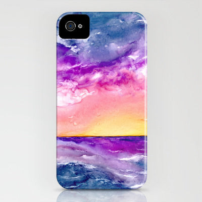 Phone Case - Sunset Storm Ocean Painting - Designer iPhone Samsung Case Brazen Design Studio Light Pink