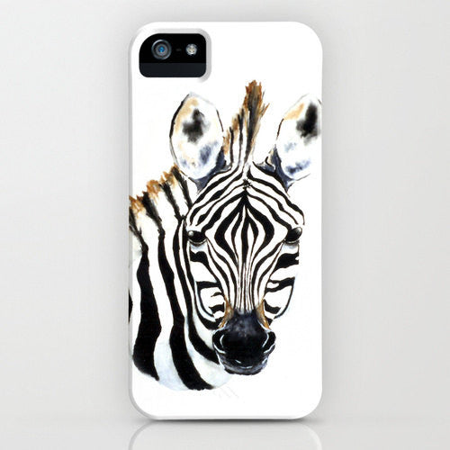 Zebra Phone Case - Wildlife Painting - Cell Phone Cover - Designer iPhone Samsung Case Brazen Design Studio White Smoke