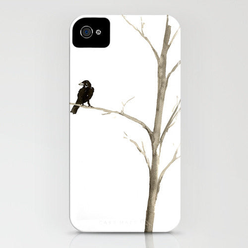 Raven Phone Case - Minimalist Bird Painting Cell Phone Cover - Designer iPhone Samsung Case Brazen Design Studio Snow