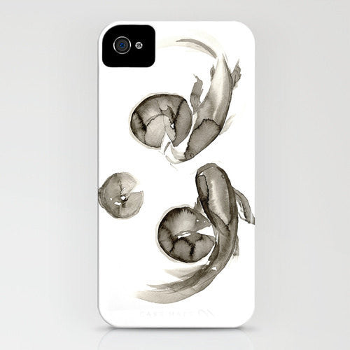 Koi Phone Case - Japanese Carp Sumi-e Minimalist Wildlife Art - Designer iPhone Samsung Case Brazen Design Studio Rosy Brown