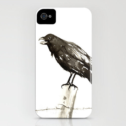Phone Case - Raven Call - Black Bird Art - Designer iPhone Samsung Case Brazen Design Studio Snow