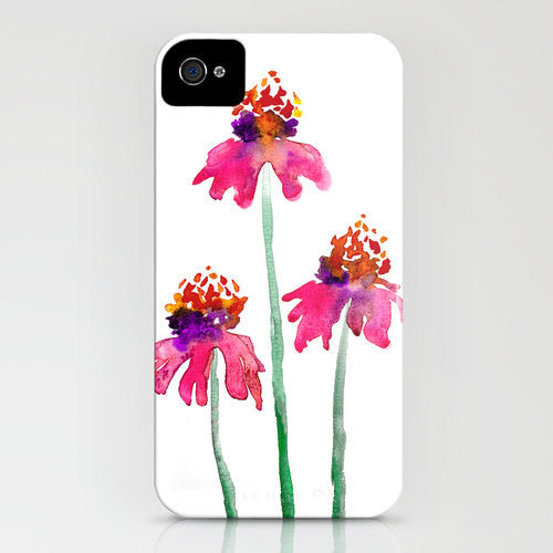 Floral Phone Case - Watercolor Echinacea Painting - Designer iPhone Samsung Case Brazen Design Studio Violet Red