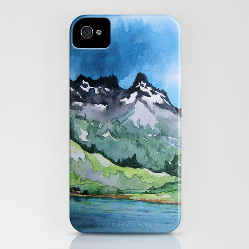 Phone Case Serenity - Mountain Landscape Painting - Designer iPhone or Samsung Case Brazen Design Studio Light Slate Gray