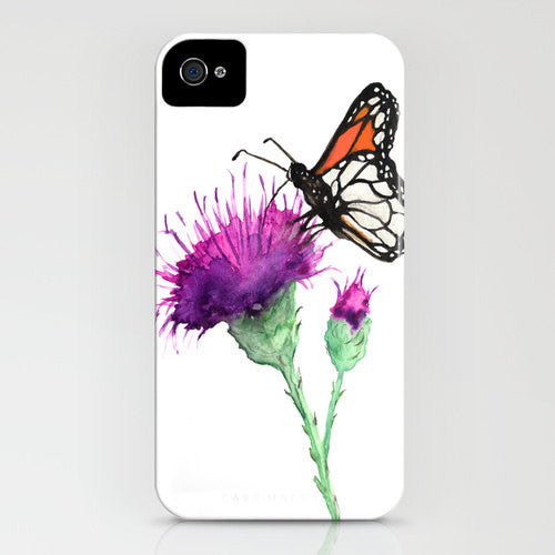 Floral Phone Case Butterfly - Milk Thistle - Cell Phone Cover - Designer iPhone Samsung Case Brazen Design Studio Dark Magenta