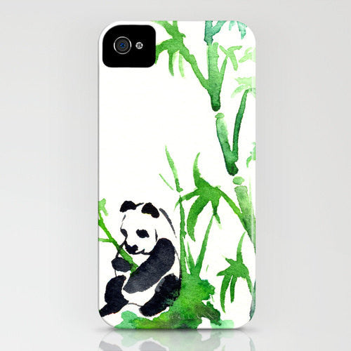 Phone Case Panda Bamboo Painting - Designer iPhone Samsung Case Brazen Design Studio Lime Green