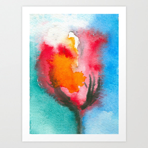 Watercolor Painting - Tulip Abstract Art Print Brazen Design Studio Dark Orange