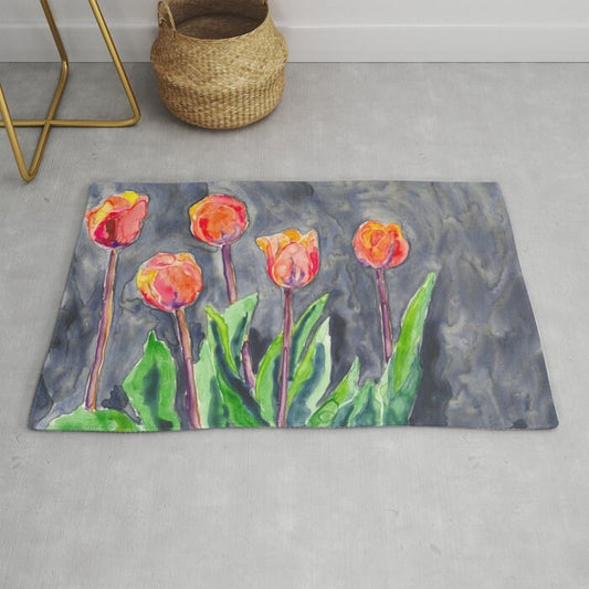 All in a Row Tulips Area Rug