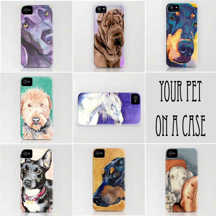 Personalized Phone Case - Custom Dog Painting - Pet Portrait Case - Designer iPhone Samsung Case Brazen Design Studio Slate Blue