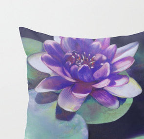 Decorative Floral Pillow Cover - Waterlily - Throw Pillow Cushion - Fine Art Home Decor Brazen Design Studio Dark Slate Blue