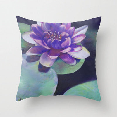 Decorative Floral Pillow Cover - Waterlily - Throw Pillow Cushion - Fine Art Home Decor Brazen Design Studio Dark Slate Blue