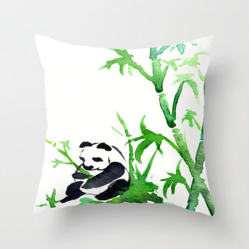 Decorative Pillow Cover - Panda Bamboo Painting - Throw Pillow Cushion - Fine Art Home Decor Brazen Design Studio Snow