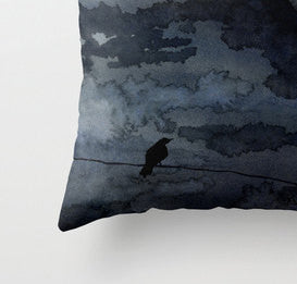 Decorative Pillow Cover - Moonlit Raven - Throw Pillow Cushion - Fine Art Home Decor Brazen Design Studio Dark Slate Gray