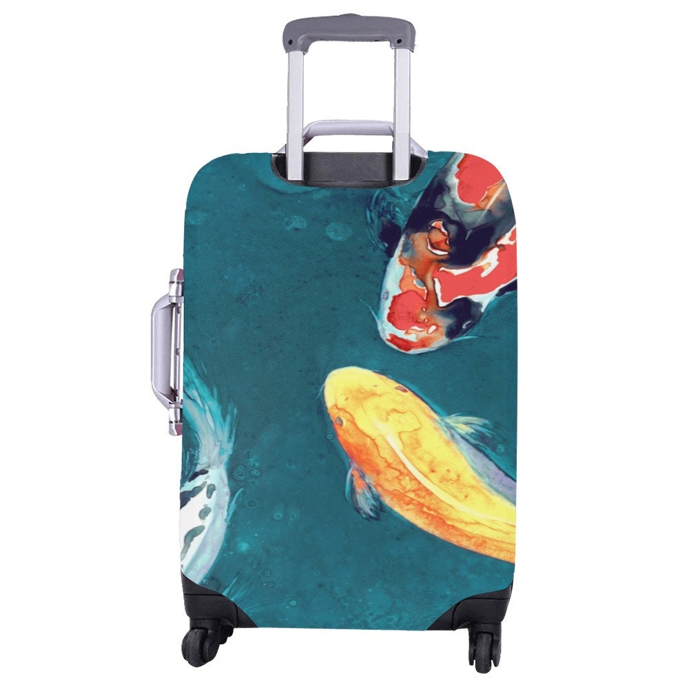 Koi Fish Luggage Cover - Wildlife Suitcase Protector - Luggage Wrap