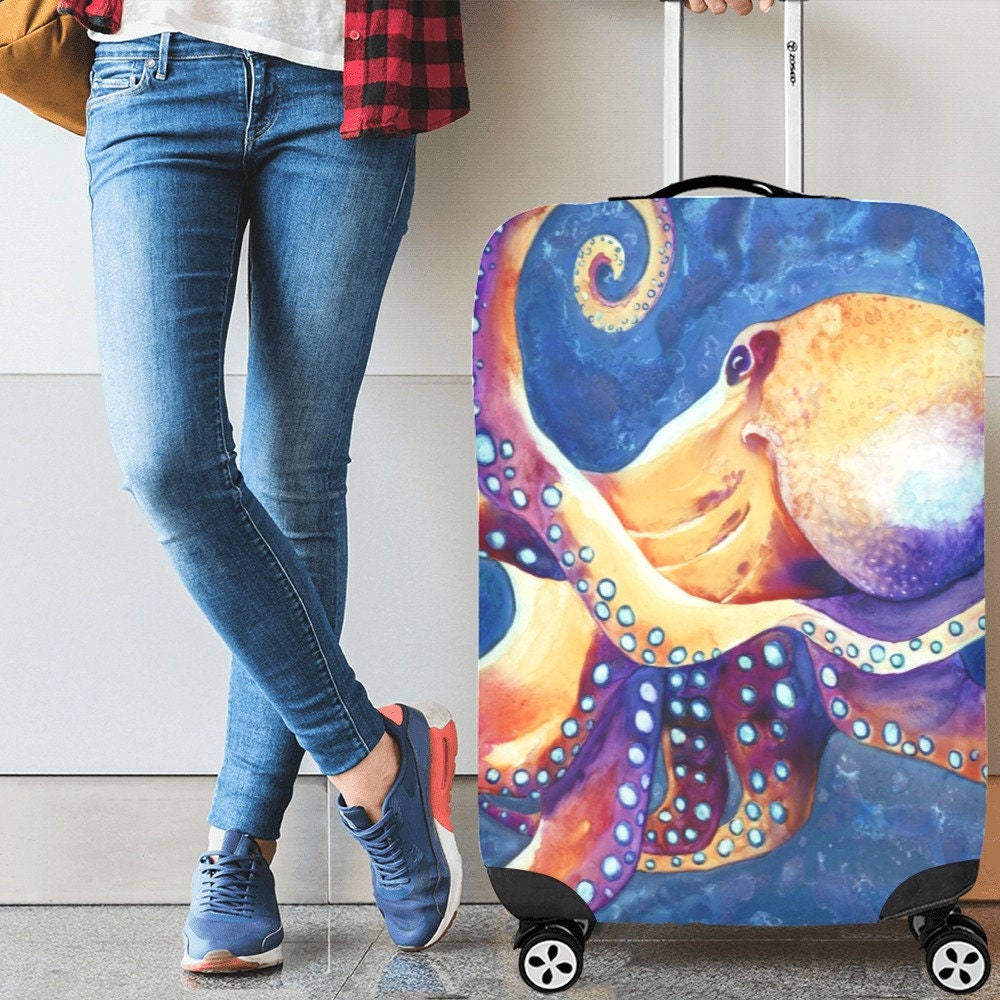 Octopus Luggage Cover - Wildlife Suitcase Protector - Luggage Wrap