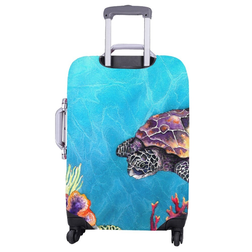 Sea Turtle Luggage Cover - Wildlife Suitcase Protector - Luggage Wrap