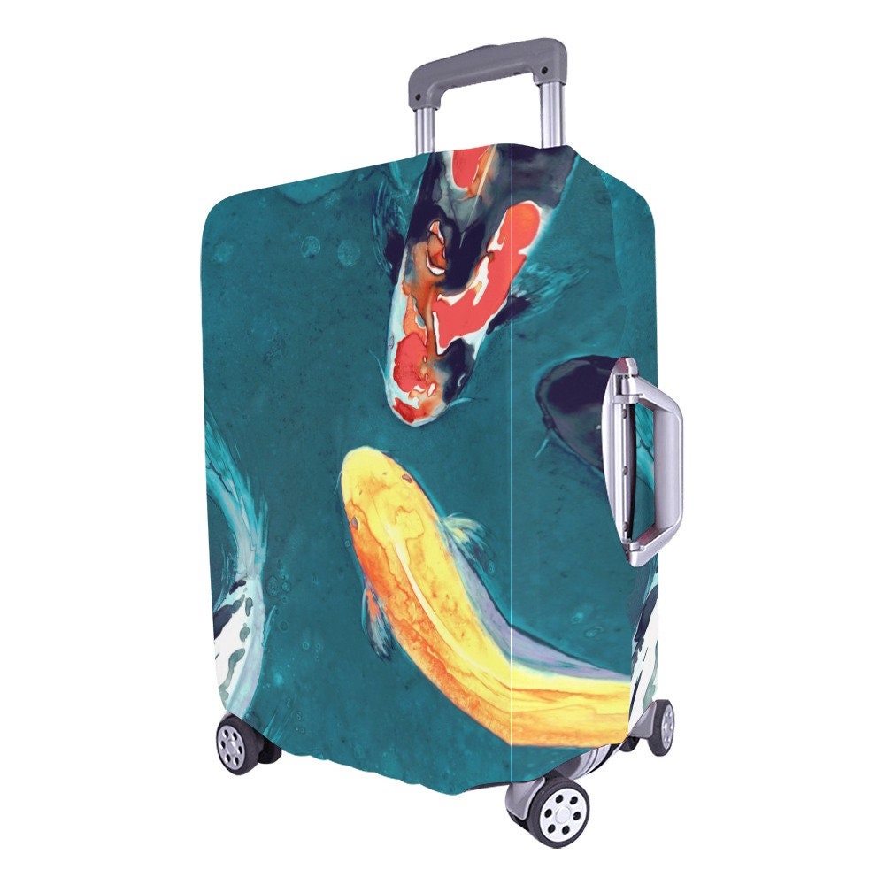 Koi Fish Luggage Cover - Wildlife Suitcase Protector - Luggage Wrap