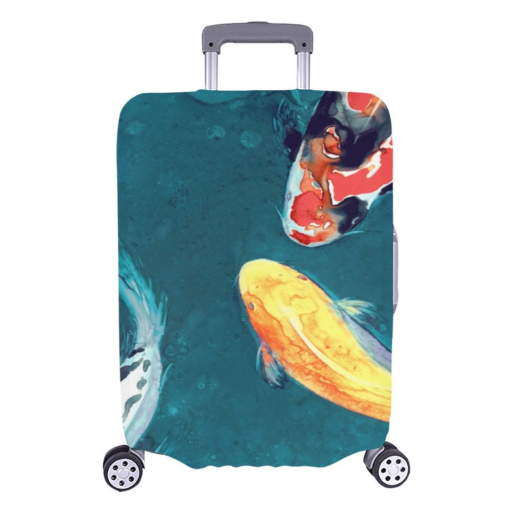Koi Fish Luggage Cover - Wildlife Suitcase Protector - Luggage Wrap