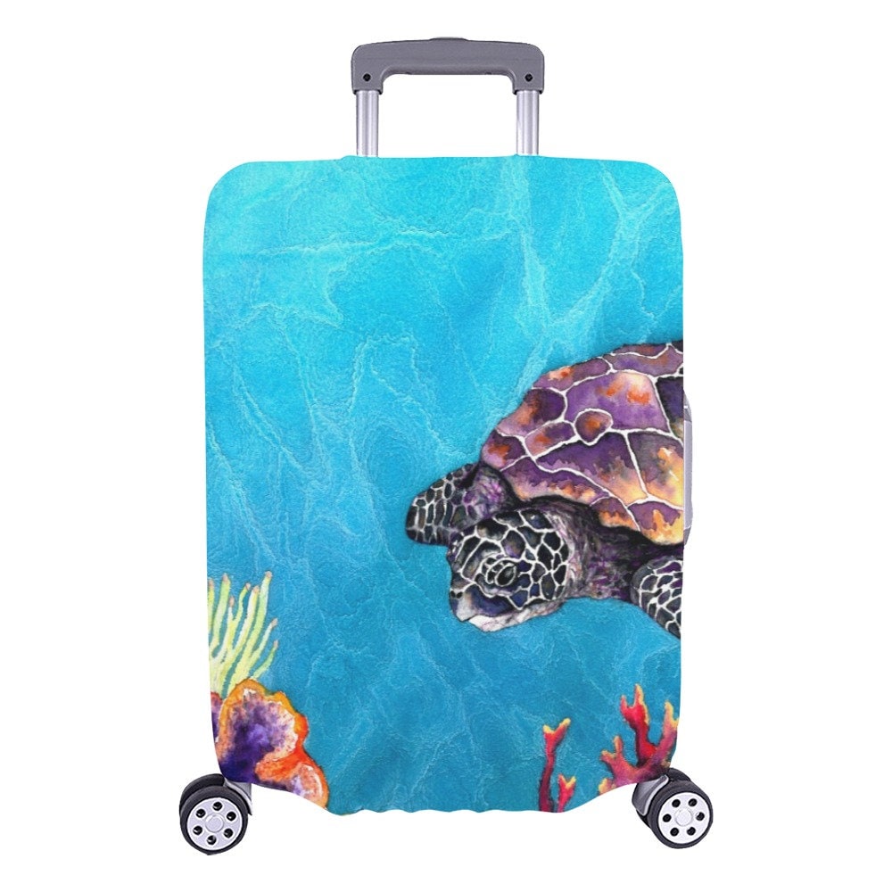 Sea Turtle Luggage Cover - Wildlife Suitcase Protector - Luggage Wrap