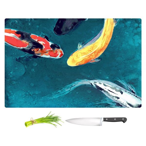 Koi Fish Glass Cutting Board