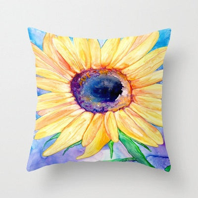 Decorative Pillow Cover - Floral Sunflower - Floral Throw Pillow Cushion - Fine Art Home Decor Brazen Design Studio Pale Goldenrod