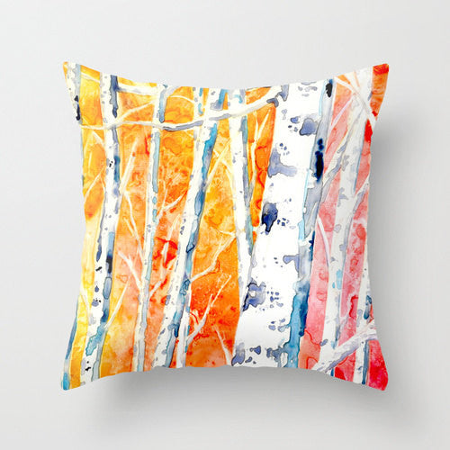 Decorative Pillow Cover - Falling for Color - Birch Trees  - Throw Pillow Cushion Home Decor Brazen Design Studio Goldenrod
