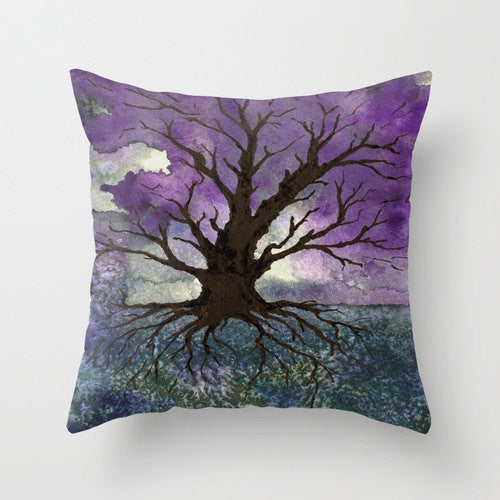 Decorative Pillow Cover - Tree of Life Painting - Throw Pillow Cushion - Fine Art Home Decor Brazen Design Studio Slate Gray