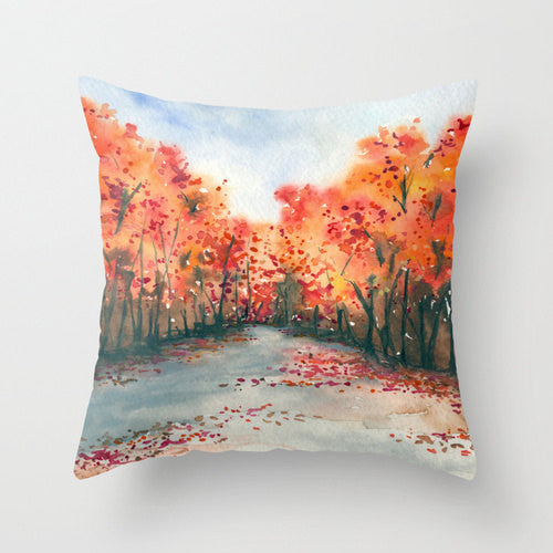 Decorative Pillow Cover - Autumn Painting - Throw Pillow Cushion - Fine Art Home Decor Brazen Design Studio Salmon