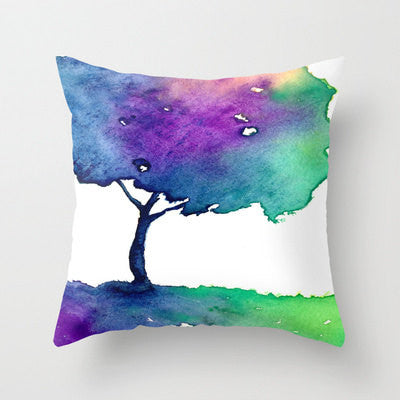 Decorative Pillow Cover - Rainbow Tree Painting - Woodland Decor - Throw Pillow Cushion Brazen Design Studio Dark Orchid
