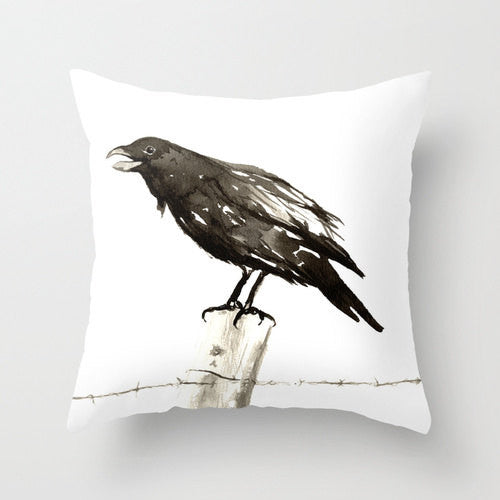 Decorative Pillow Cover - Raven - Bird Throw Pillow Cushion - Fine Art Home Decor Brazen Design Studio Dark Slate Gray