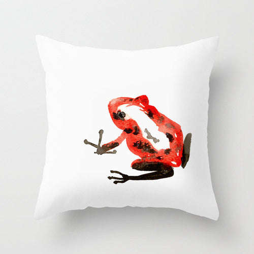 Decorative Pillow Cover - Red Frog Art - Throw Pillow Cushion - Fine Art Home Decor Brazen Design Studio Orange Red