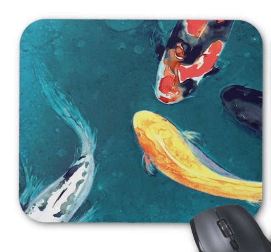 Mousepad - Koi Watercolor Painting - Art for Home or Office Brazen Design Studio Dark Slate Gray