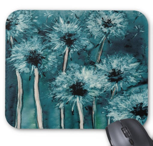 Mousepad - Dandelion Wishes Floral Watercolor Painting - Art for Home or Office Brazen Design Studio Slate Gray