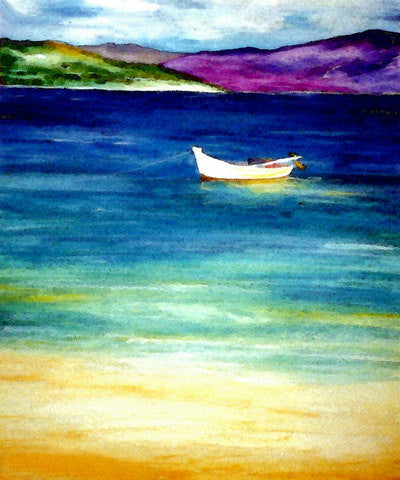 Watercolor Painting - Jamaica Caribbean Ocean Seascape Art Print Brazen Design Studio Dark Cyan