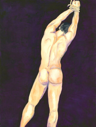 Watercolor Painting - Surrender Nude Male Figurative Art Print Brazen Design Studio Bisque