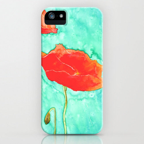 Floral Phone Case - Poppy Trio Painting - Designer iPhone Samsung Case Brazen Design Studio Tomato