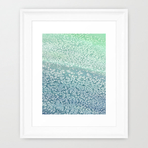 Watercolor Painting - Wavesong  - Abstract Seafoam Green and Blue Seascape Art Print Brazen Design Studio Gray