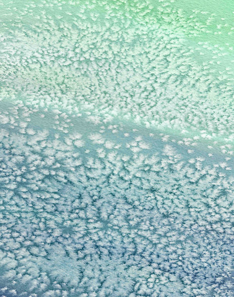 Watercolor Painting - Wavesong  - Abstract Seafoam Green and Blue Seascape Art Print Brazen Design Studio Gray