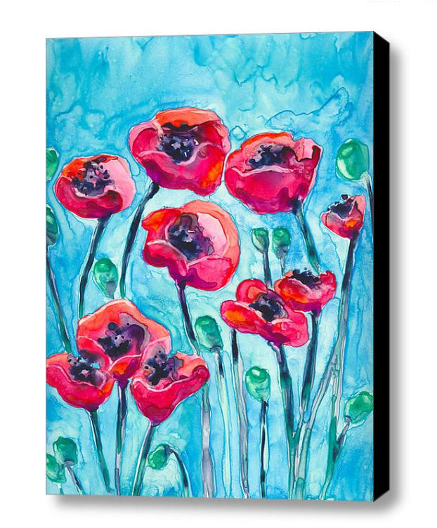 Artistic Poppies Floral Watercolour Painting - Red Flowers - Archival Art Print Brazen Design Studio Medium Violet Red