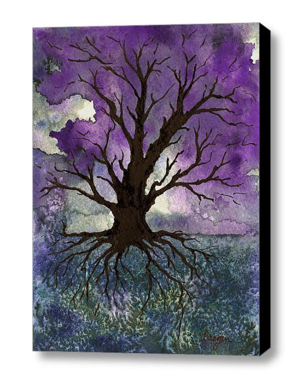 Art Print - Gothic Tree of Life Landscape - Watercolor Painting Brazen Design Studio Dim Gray