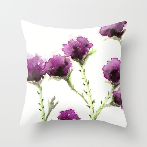 Decorative Pillow Cover - Milk Thistle Floral Throw Pillow Cushion - Fine Art Home Decor Brazen Design Studio Rosy Brown