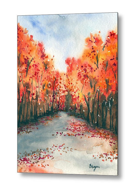 Metal or Birchwood Art Print - Autumn Landscape Print Home Decor Brazen Design Studio Salmon