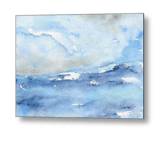 Tempest Ocean Seascape Birchwood or Metal Art Print - Home Decor Brazen Design Studio Light Steel Blue