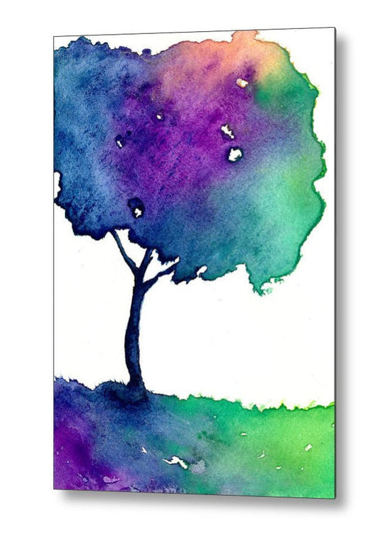 Hue Tree Rainbow Nature Birchwood or Metal Art Print - Home Decor Brazen Design Studio Dark Orchid