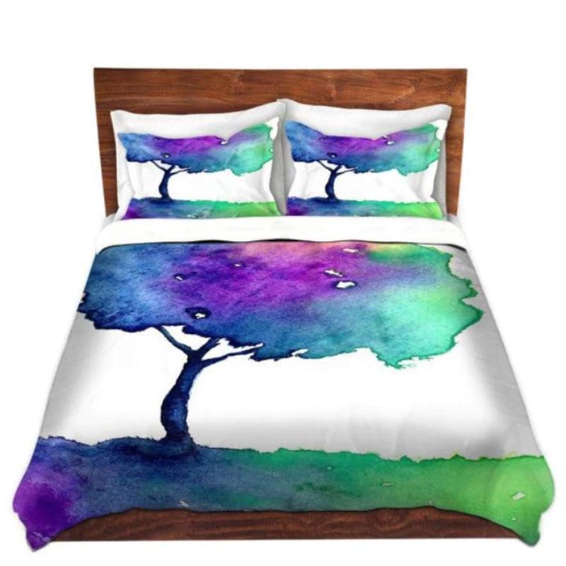 Hue Tree Watercolor Painting   - Modern Bedding - Duvet or Comforter Brazen Design Studio Dark Orchid
