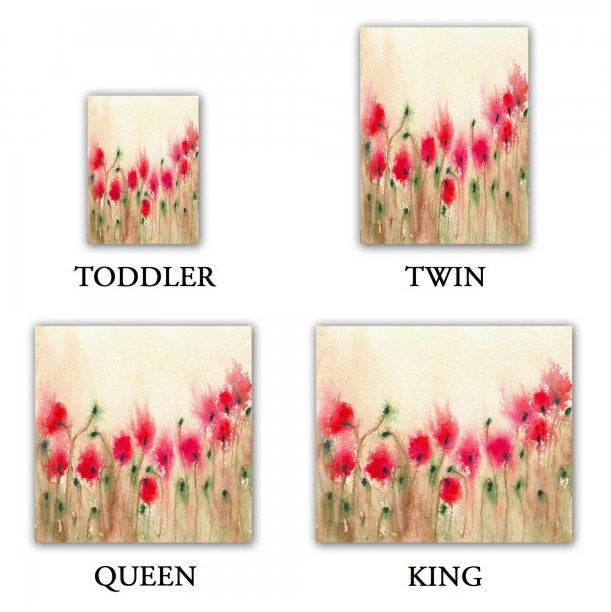 Field of Poppies Watercolor Painting  - Modern Bedding - Duvet or Comforter Brazen Design Studio Antique White