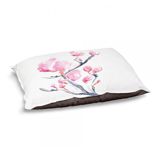 Designer Dog Bed  - Magnolia Floral Watercolor Painting - Fleece Cotton Cover Brazen Design Studio Thistle