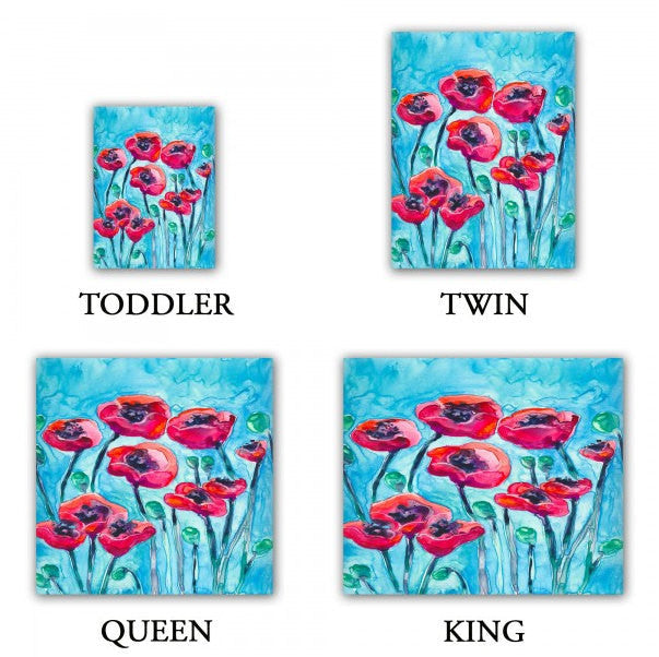 Poppy Sky Watercolor Painting  - Modern Bedding - Duvet or Comforter Brazen Design Studio Sky Blue